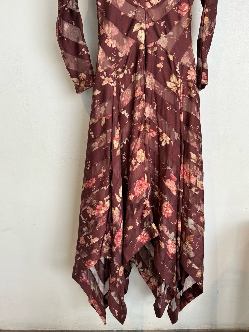 Zimmermann X Barneys New York, Burgundy Floral Long-Sleeve V-Neck Maxi Dress - Picture 11 of 15